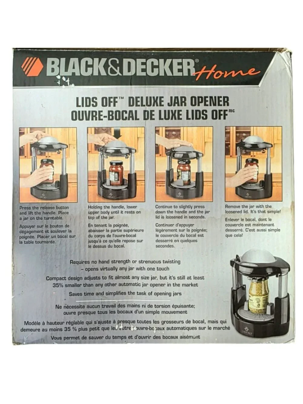 Black & Decker Lids Off Jar Opener Remover Deluxe Automatic Electric JW275 Black